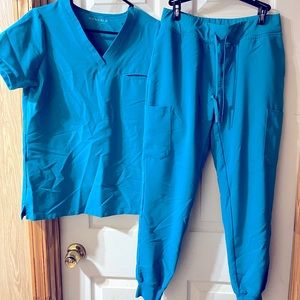 Women’s Mandala Jogger Scrub Set- Size Small- TEAL